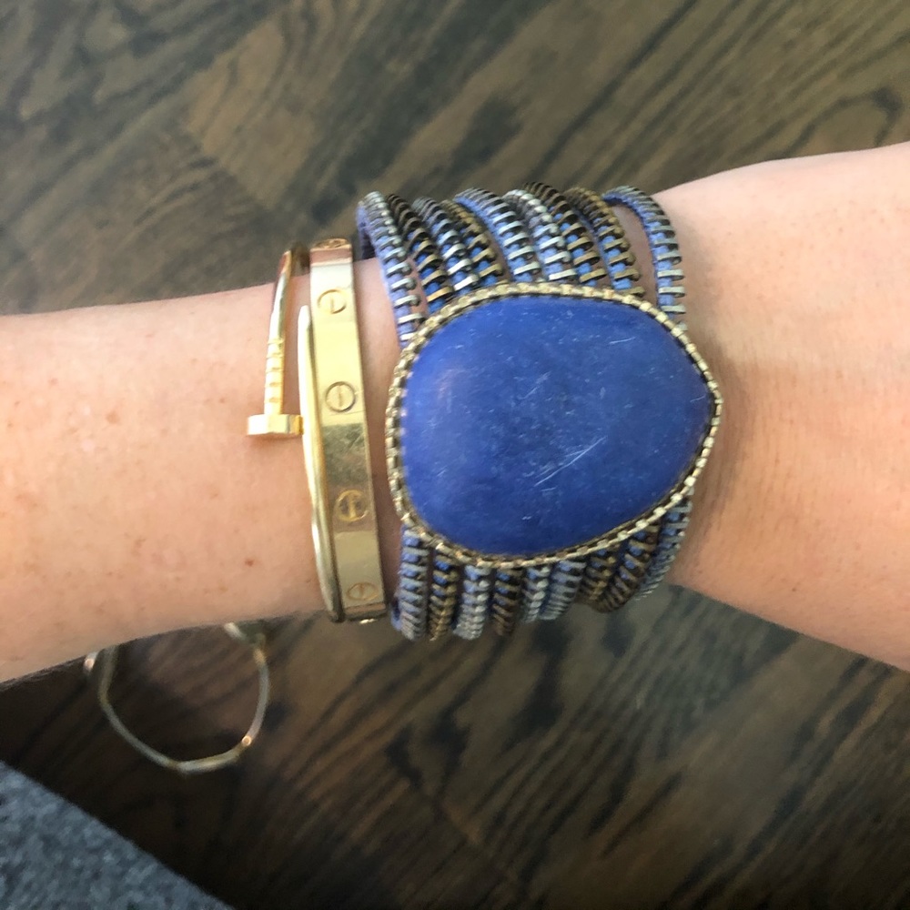 Blue stone chunky statement bracelet
